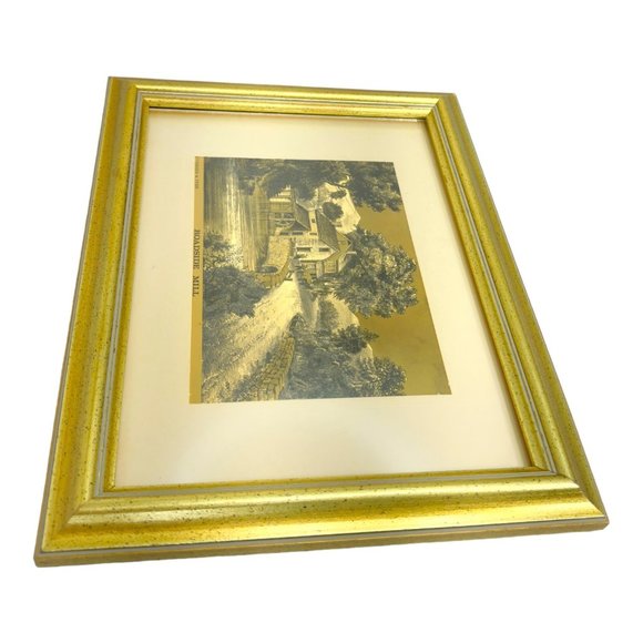 Currier and Ives England Roadside Mill 1974 Vintage Lithograph Foil Print 9x12 - Picture 3 of 6